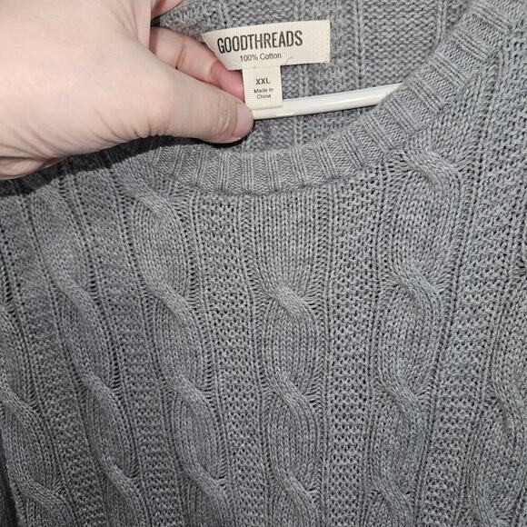 Goodthreads Men's Grey Soft Cotton Cable Stitch Crewneck Sweater. Size XXL - Picture 3 of 4